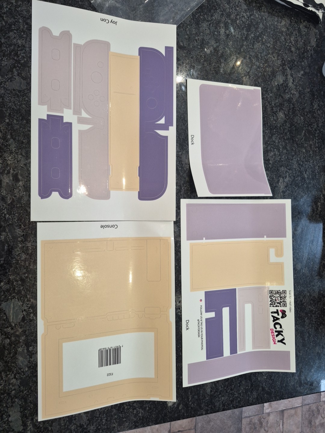 Nintendo Switch Skin Set Purple Yellow Gray