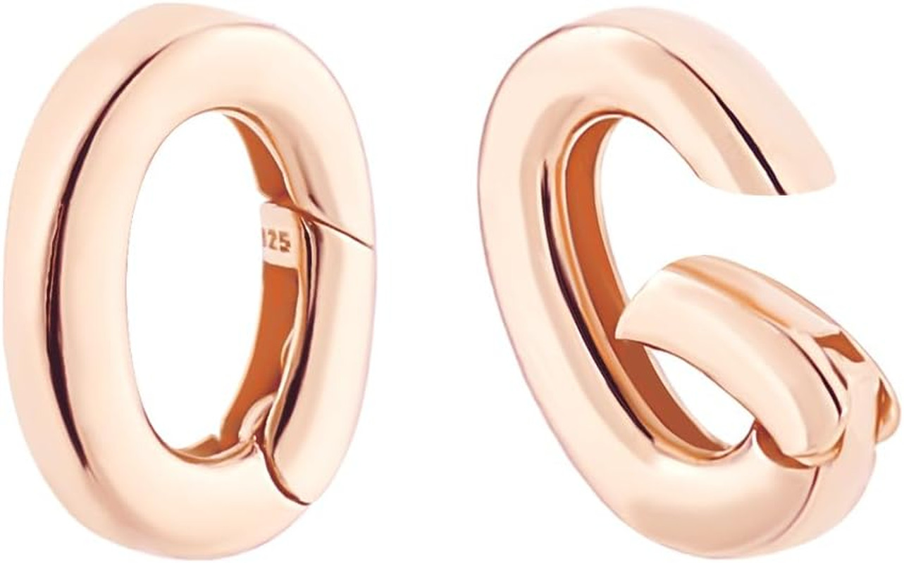 2Pcs 925 Sterling Silver Spring Bail Connector, 10.5X7.5X2Mm Rose Gold Necklace