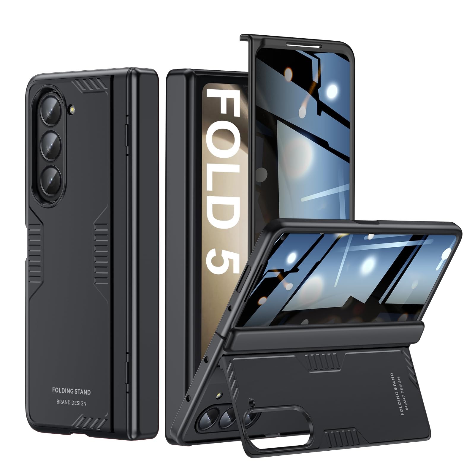 for Samsung Galaxy Z-Fold-5 Privacy Case:[Hidden Kickstand][Wireless Charging...
