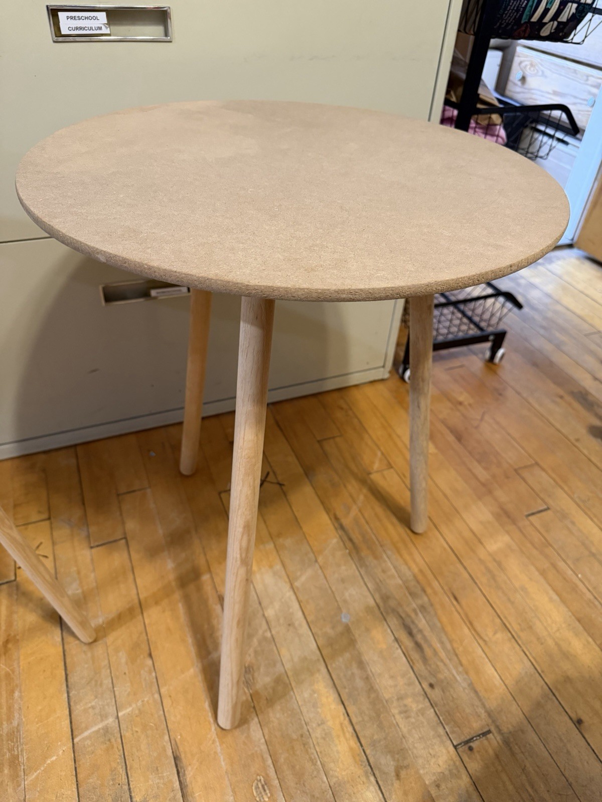 Mid-Century Modern Round Wooden Side Table