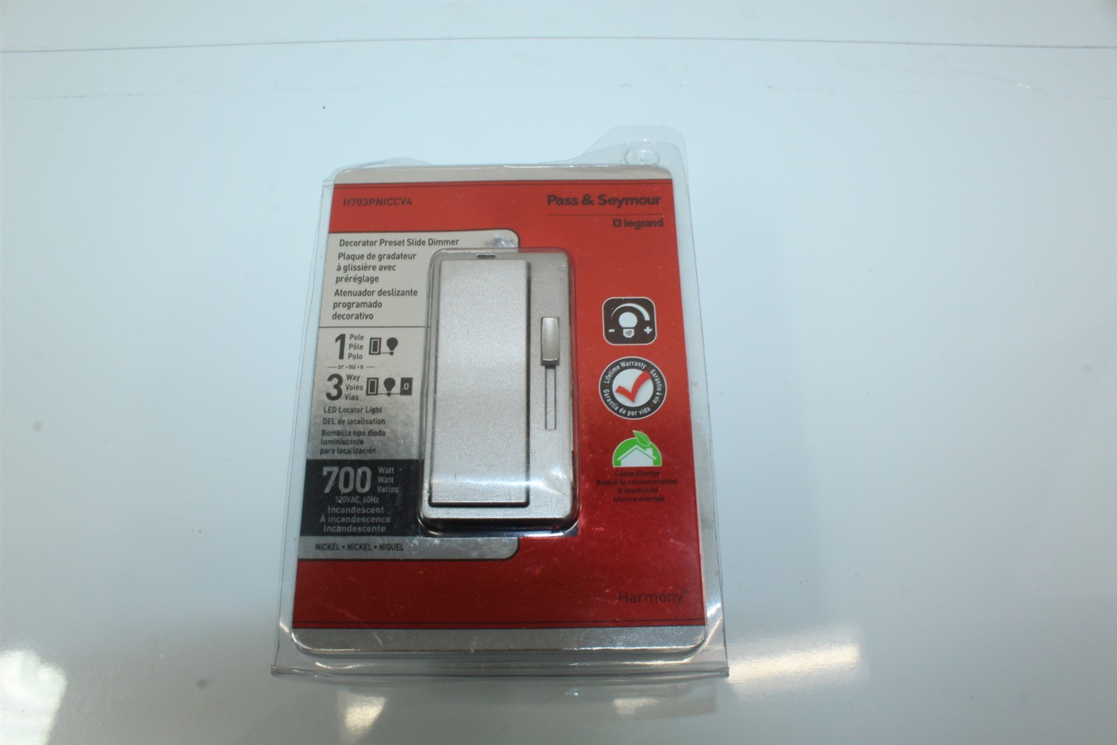Pass & Seymour Decorator Preset Slide Dimmer Wall Switch 3 Way Nickle Finish