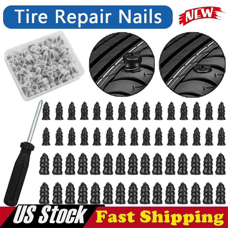 120Pcs Car Vacuum Tire Repair Nail Rubber Screw Nails Screwdriver Tool Set w/Box