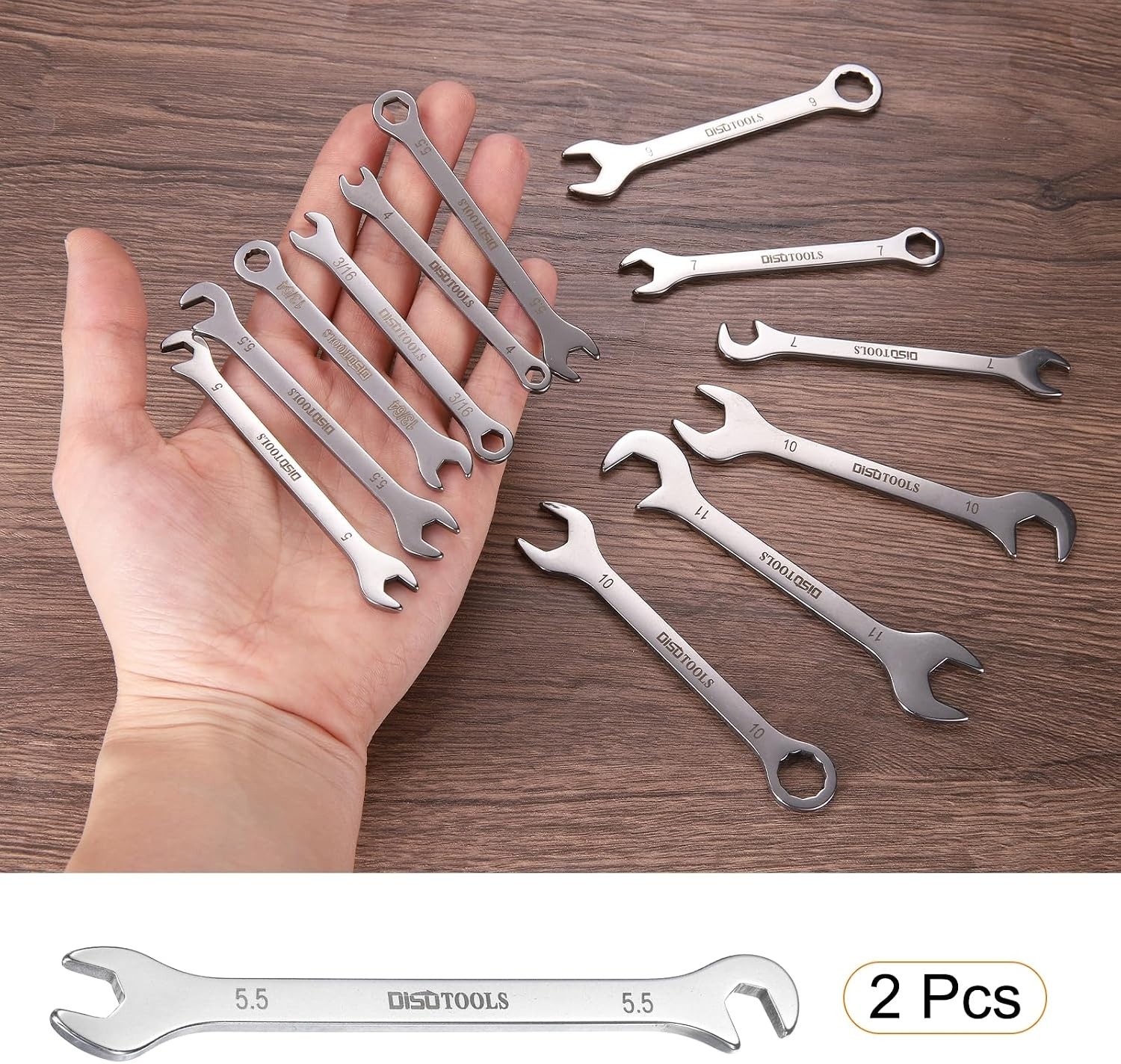 Versatile Stainless Steel 5.5mm Open-End Wrenches - Rust-Resistant Design