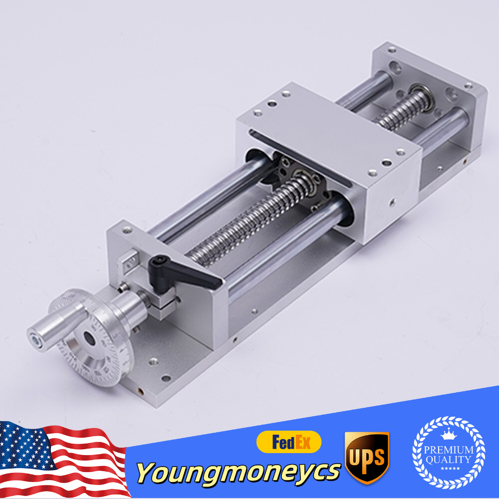 SFU1605 Sliding Table 200MM Stroke Linear Rail Slide Stage W/ Hand Wheel & Lock