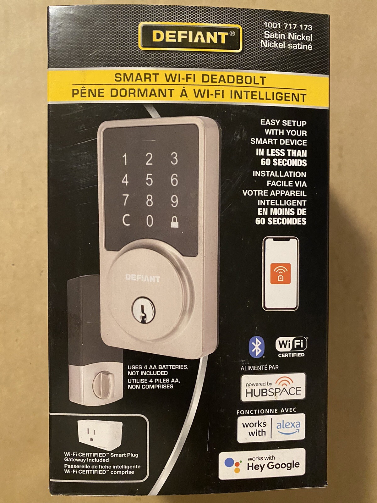 Defiant Smart Wifi Deadbolt Satin Nickel Brand New Factory Sealed