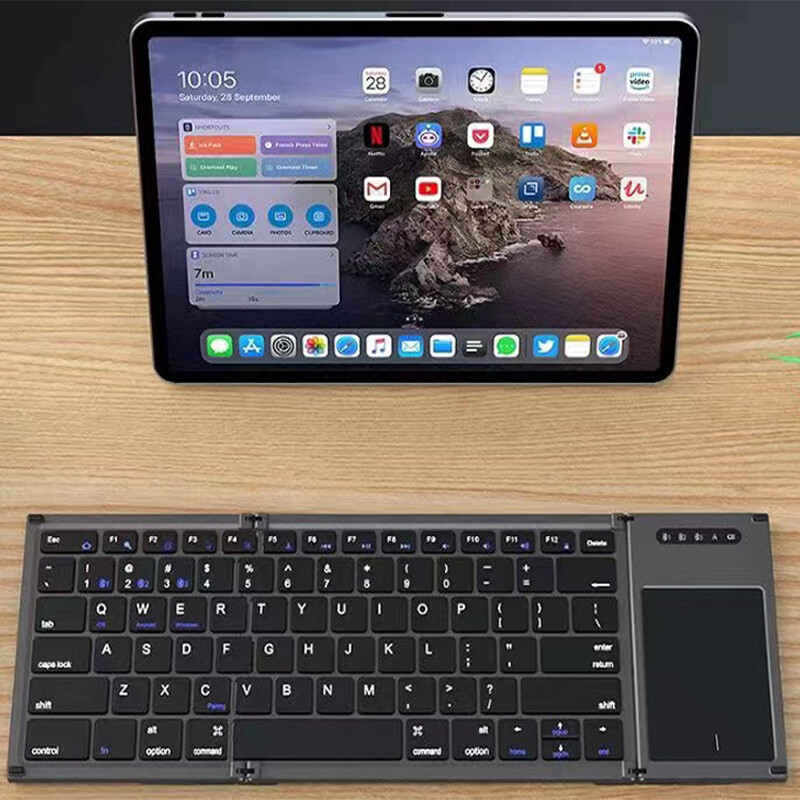 Wireless Bluetooth keyboard touchpad Rechargeable ultrathin foldable Portable