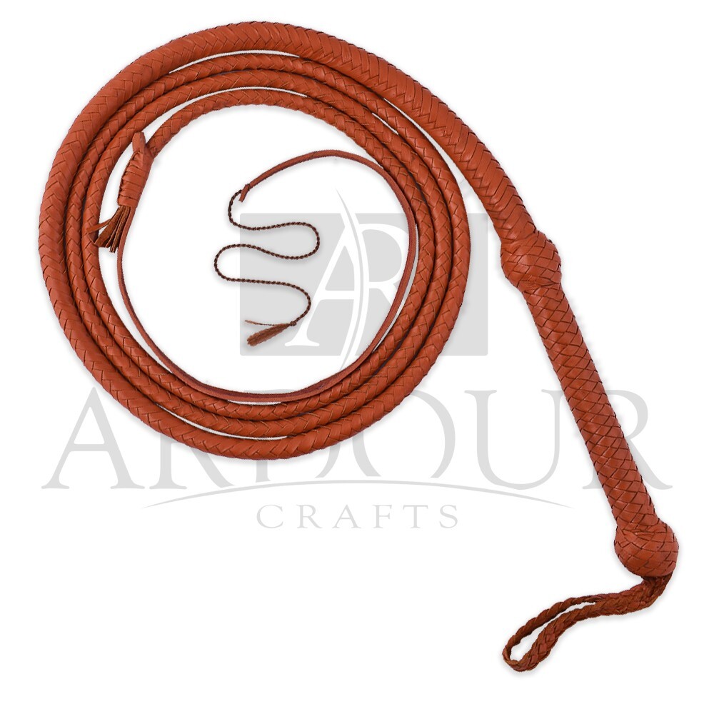 Cowhide Leather Rope Core Whip 4 Feet | 12 Plait Hand Bullwhip Braided Performan