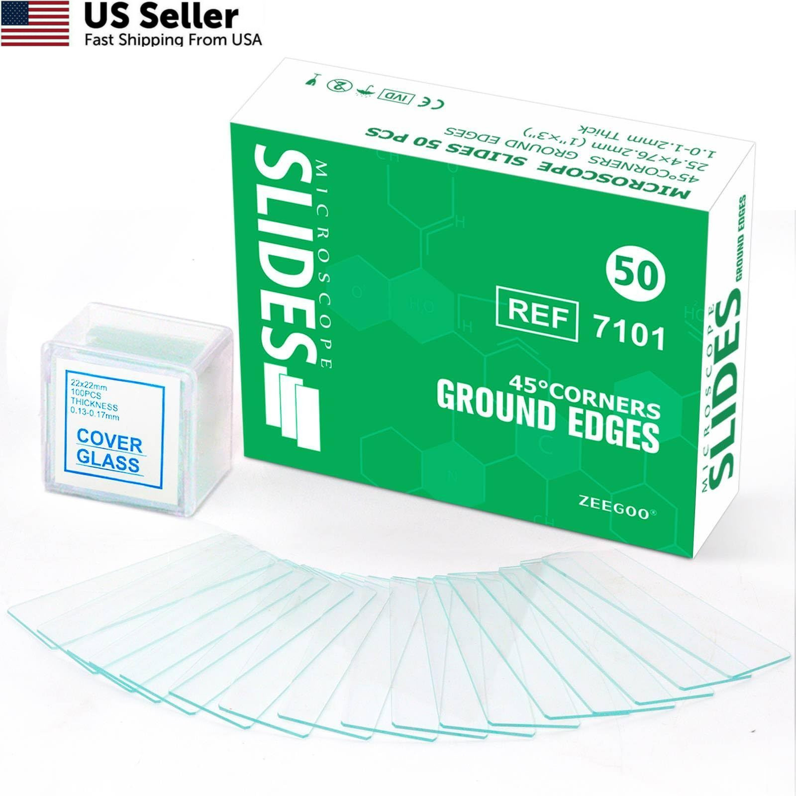 ZEEGOO Microscope Slides and Covers, 50 + 100 Coverslips