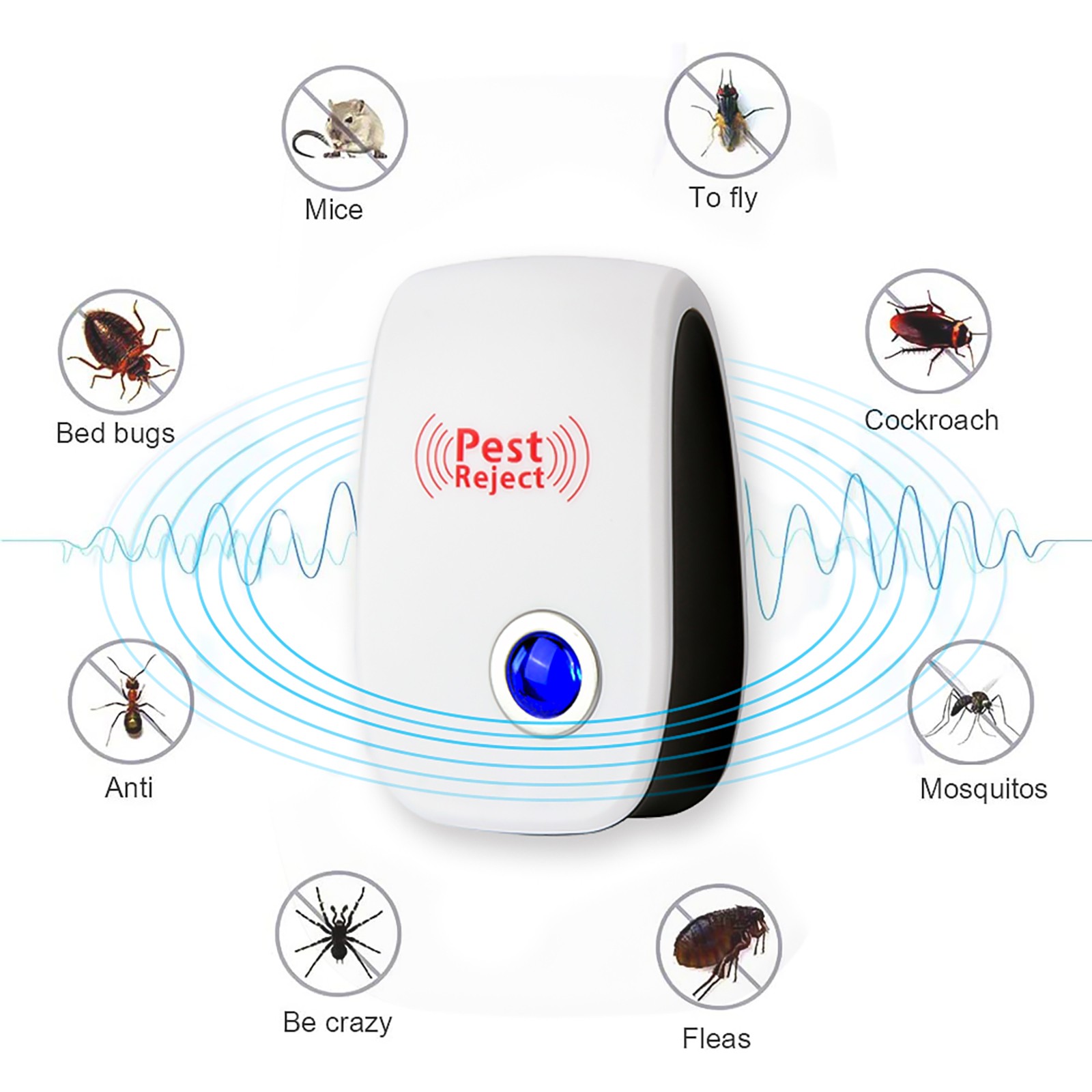 4 Pack Ultrasonic Pest Reject Control Electronic Repeller Mosquito Cockroach Rat