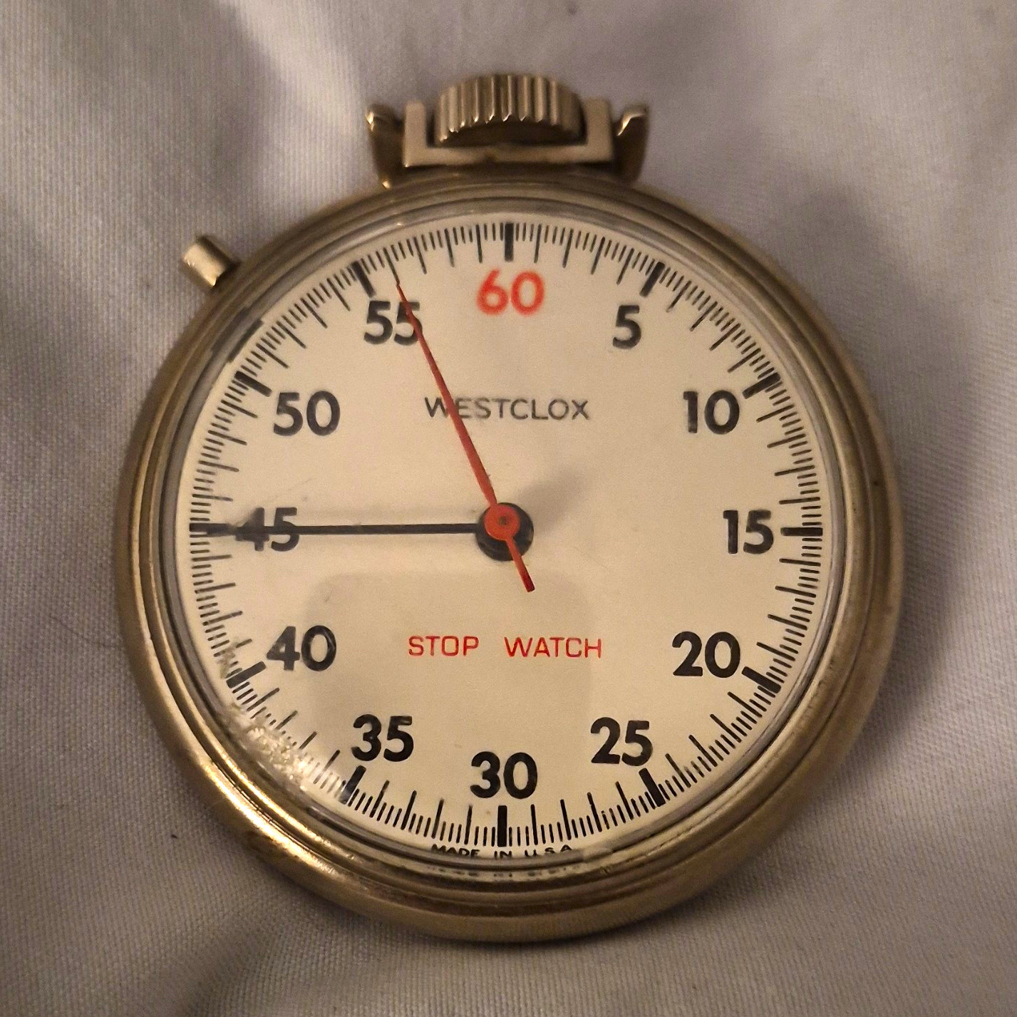 Westclox Silver Metal Analog Mechanical Stopwatch for Time Measurement