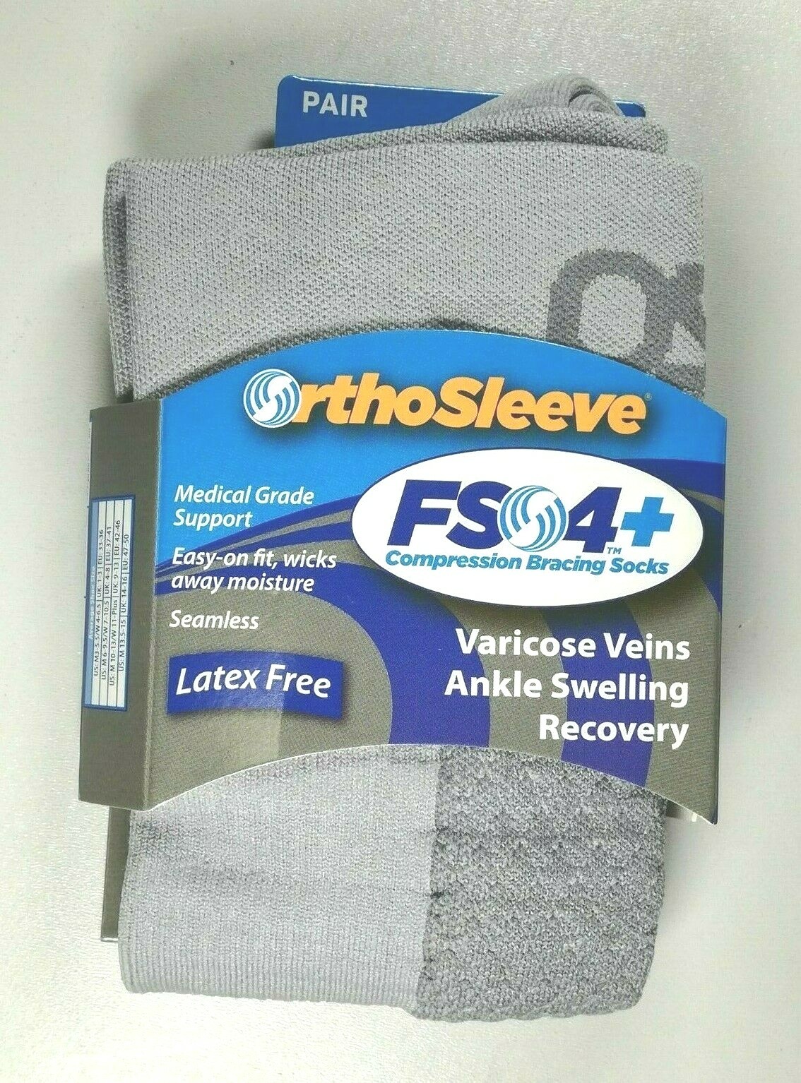 OrthoSleeve FSO4+ Compression Bracing Socks, Latex Free, Seamless