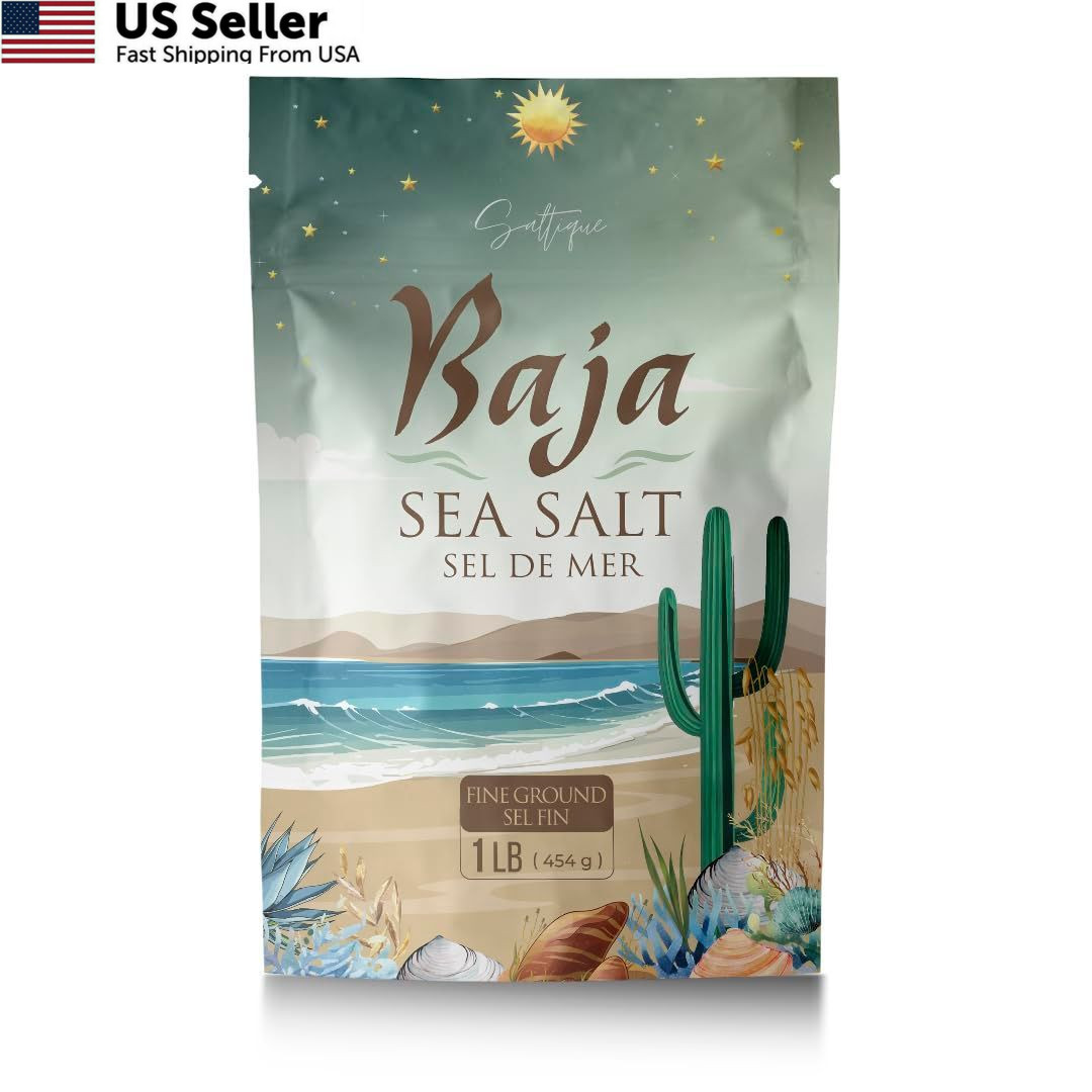 Baja Sea Salt 1lb Fine Ground - Organic Packed 16 Ounce (Pack of 1)