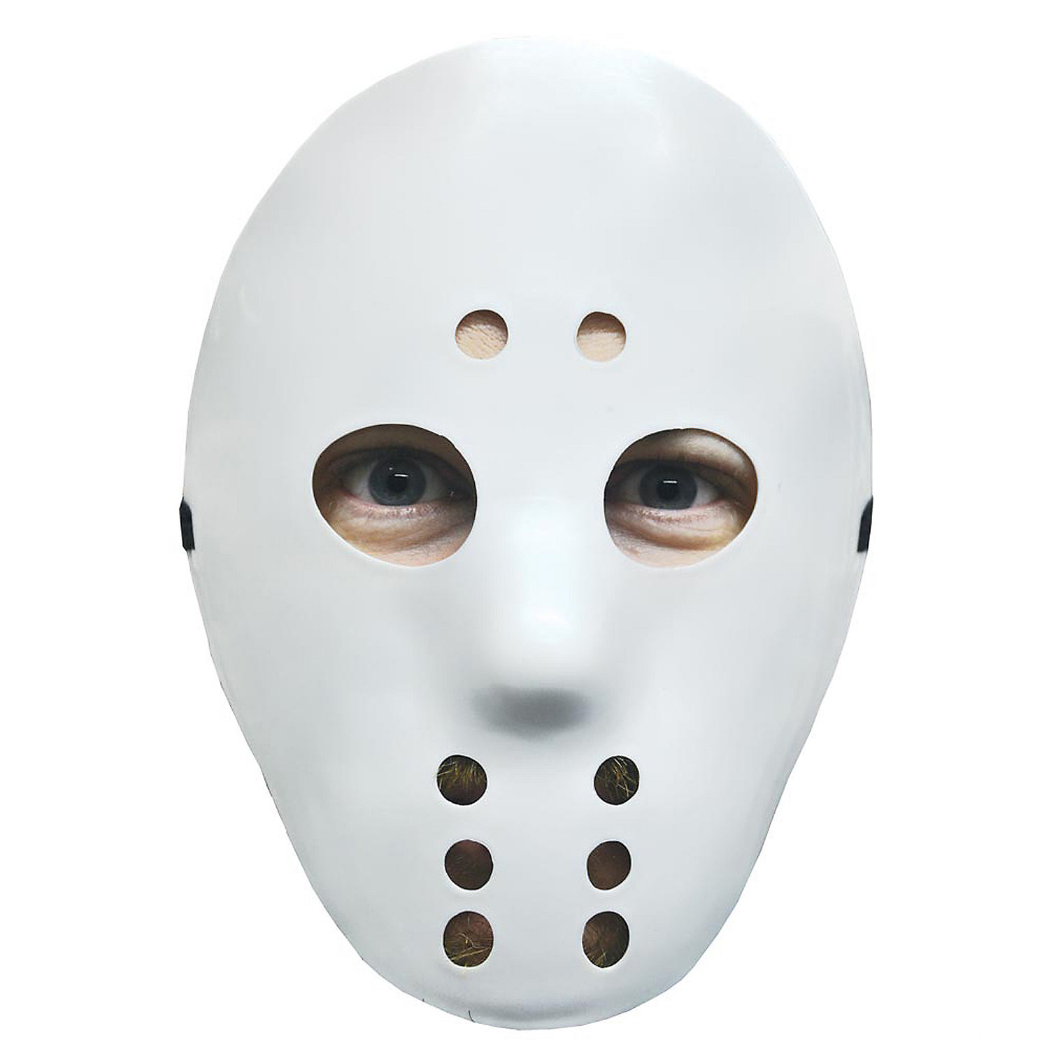 White Plastic Hockey Mask Adult Costume Face Mask w/ Strap - Seasons Best