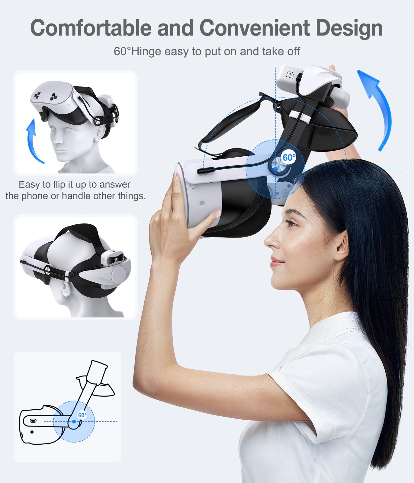 7500mAh Battery VR Head Strap for Meta Quest 2/Quest 3S/Quest 3 Replacement