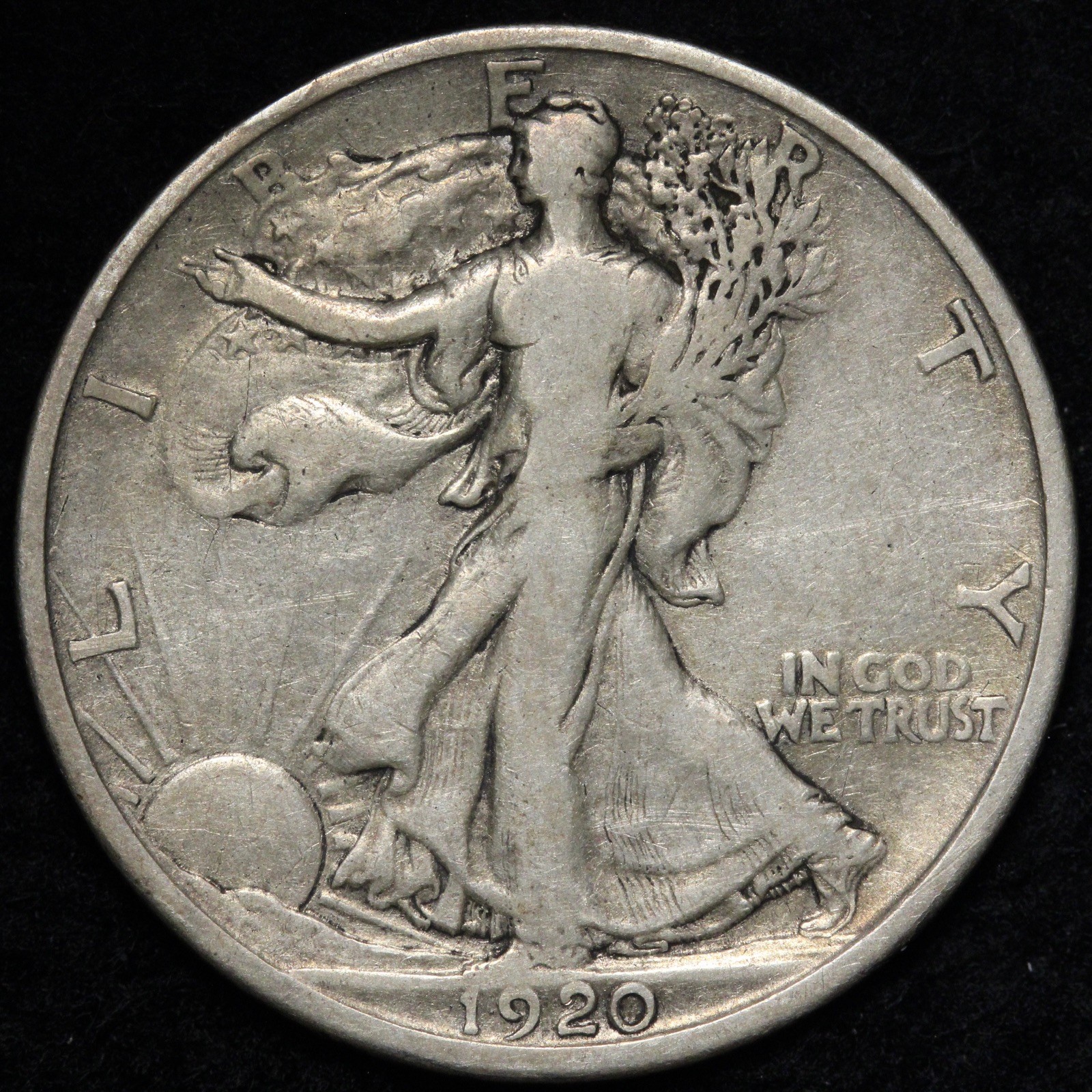 1920-D Walking Liberty Silver Half Dollar VF E359 GYWCQ
