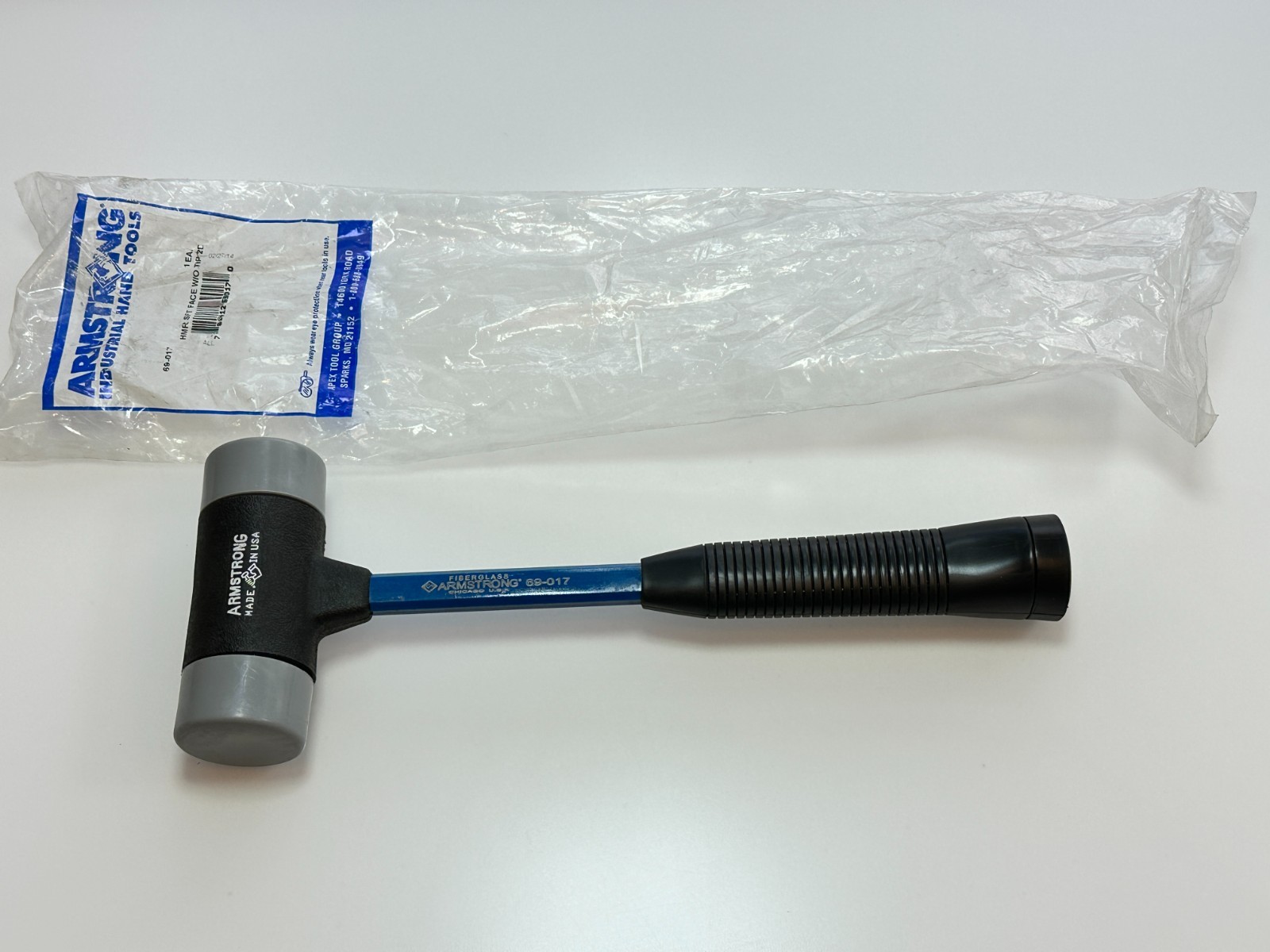 NOS Armstrong Tools USA 2" Soft Face Interchangeable Hammer, Grey Super Soft Tip