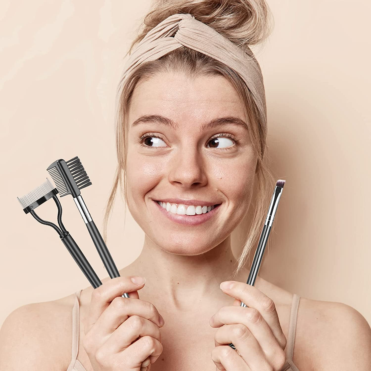 Eyebrow Brush Eyelash Separator Brow Comb & Lash Spoolie Professional Eye Makeup