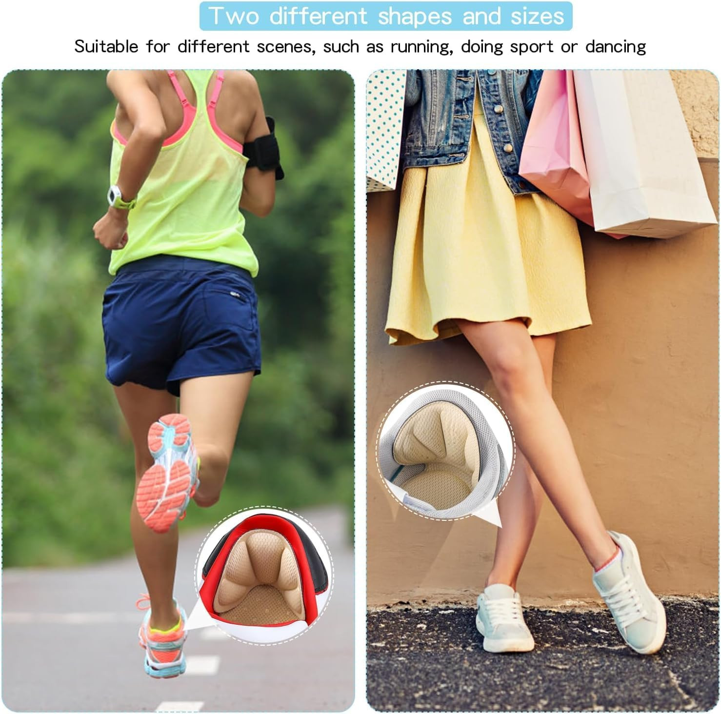 Adhesive Heel Cushion Pads, Back of Heel Grips Inserts for Too Big Loose Shoes,