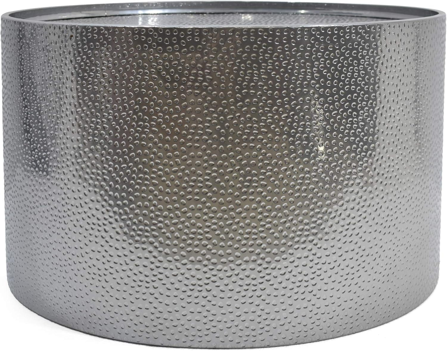 Braeburn 3-Piece Modern Round Iron Accent & Coffee Table Set in Silver