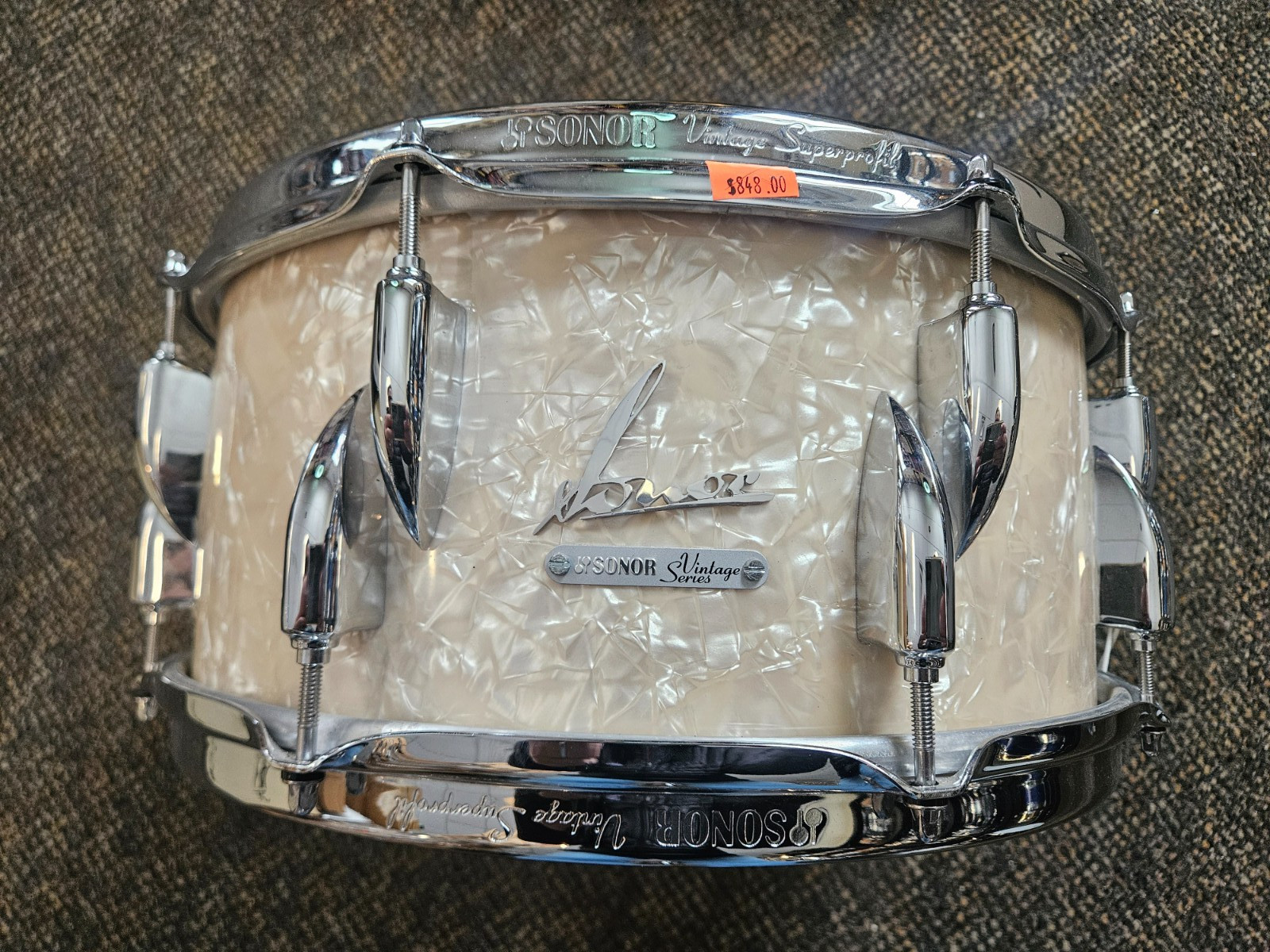 Sonor 14x5.75 Vintage Series White Marine Pearl Snare Drum