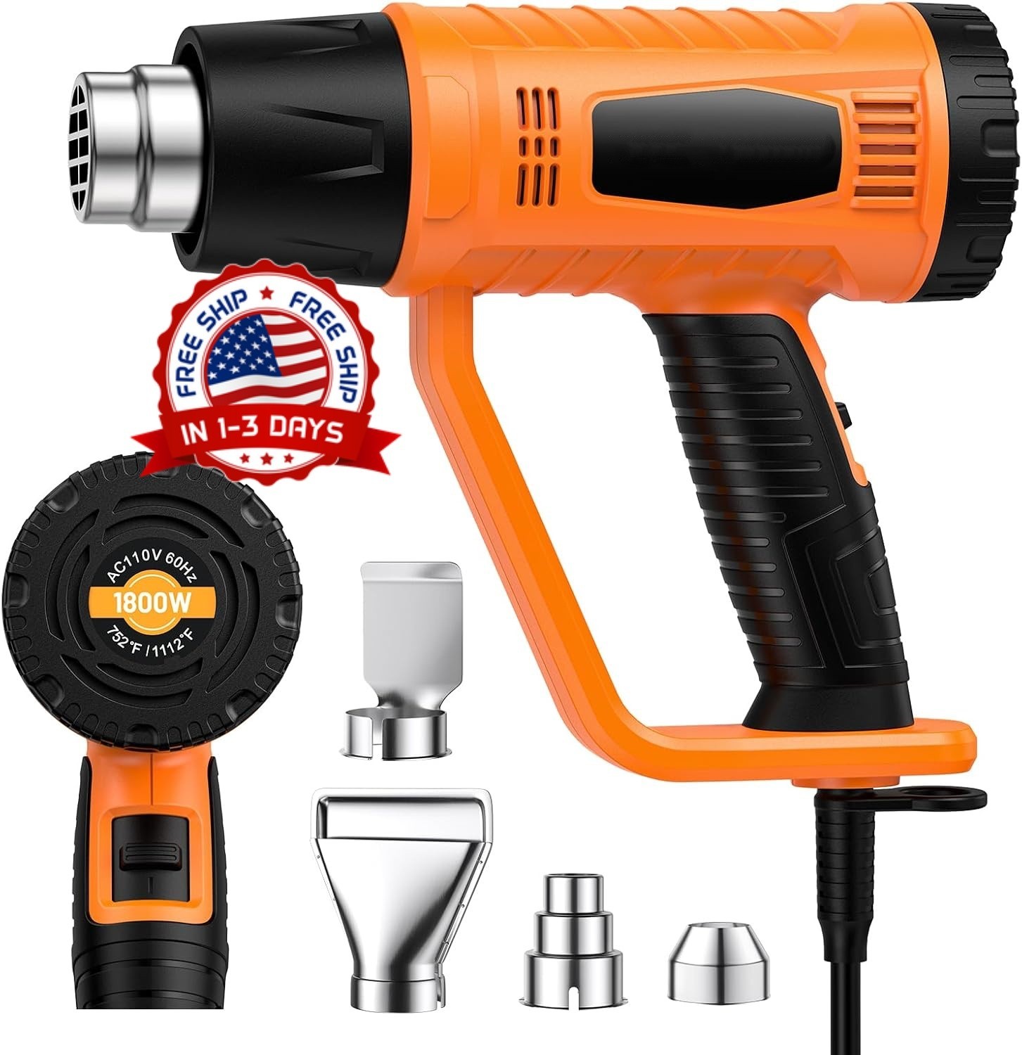 Pistola De Calor 110V Para Trabajo Pesado 1800W De Aire Caliente Nuevo