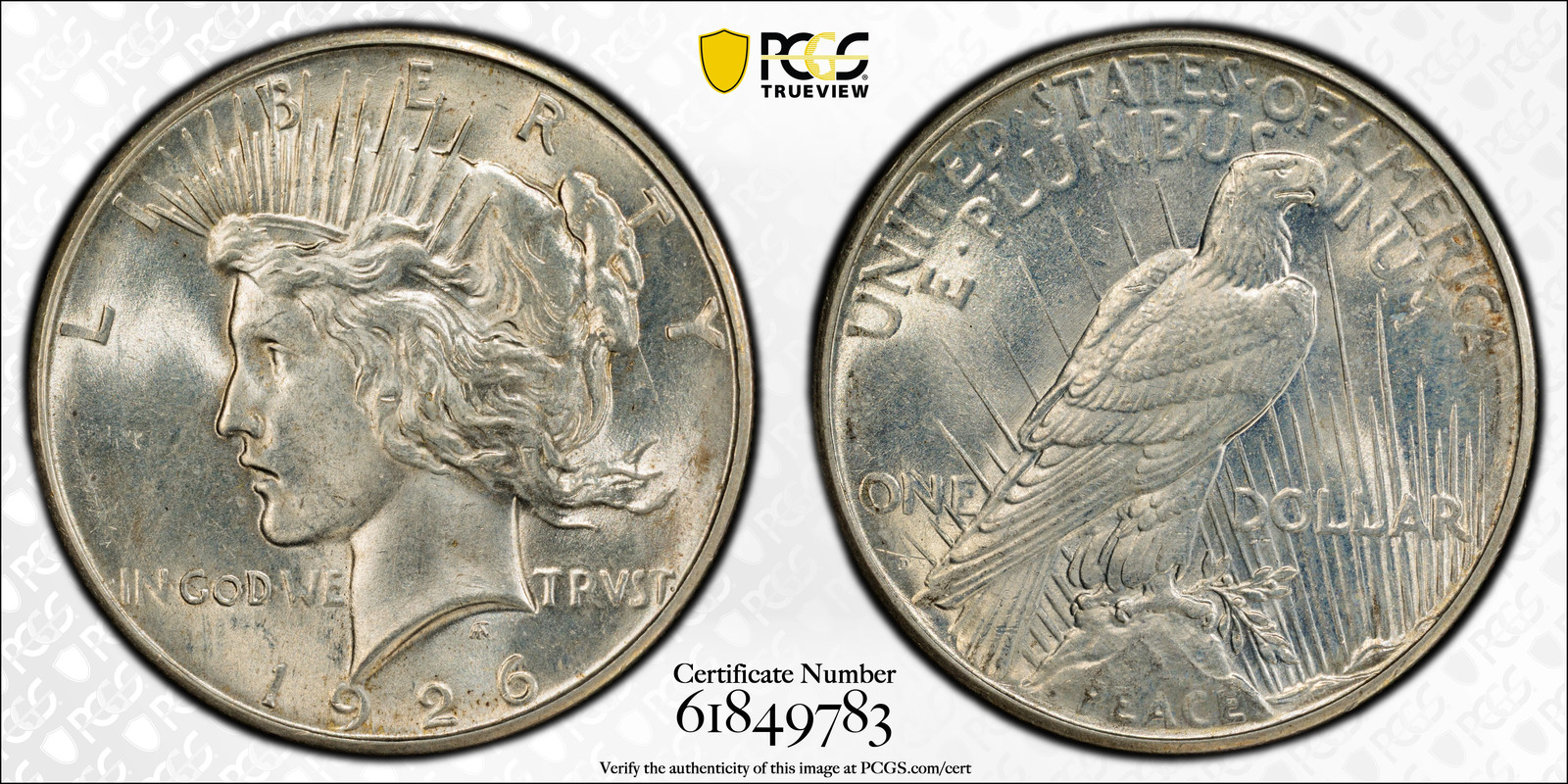 1926-D Peace Silver Dollar – PCGS MS62