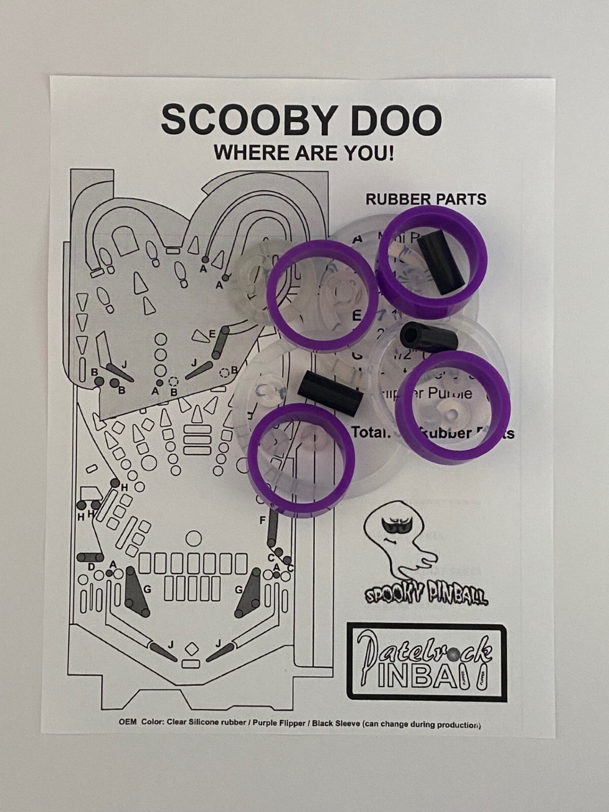 Spooky Scooby Doo Pinball Machine SILICONE / RUBBER Ring Kit