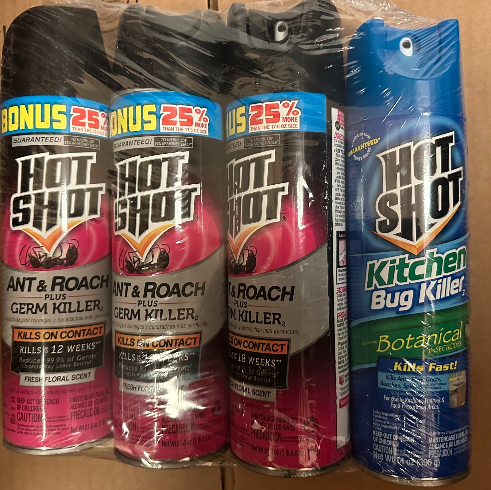 Hot Shot Ant & Roach  and Kitchen bug killer 4 pk