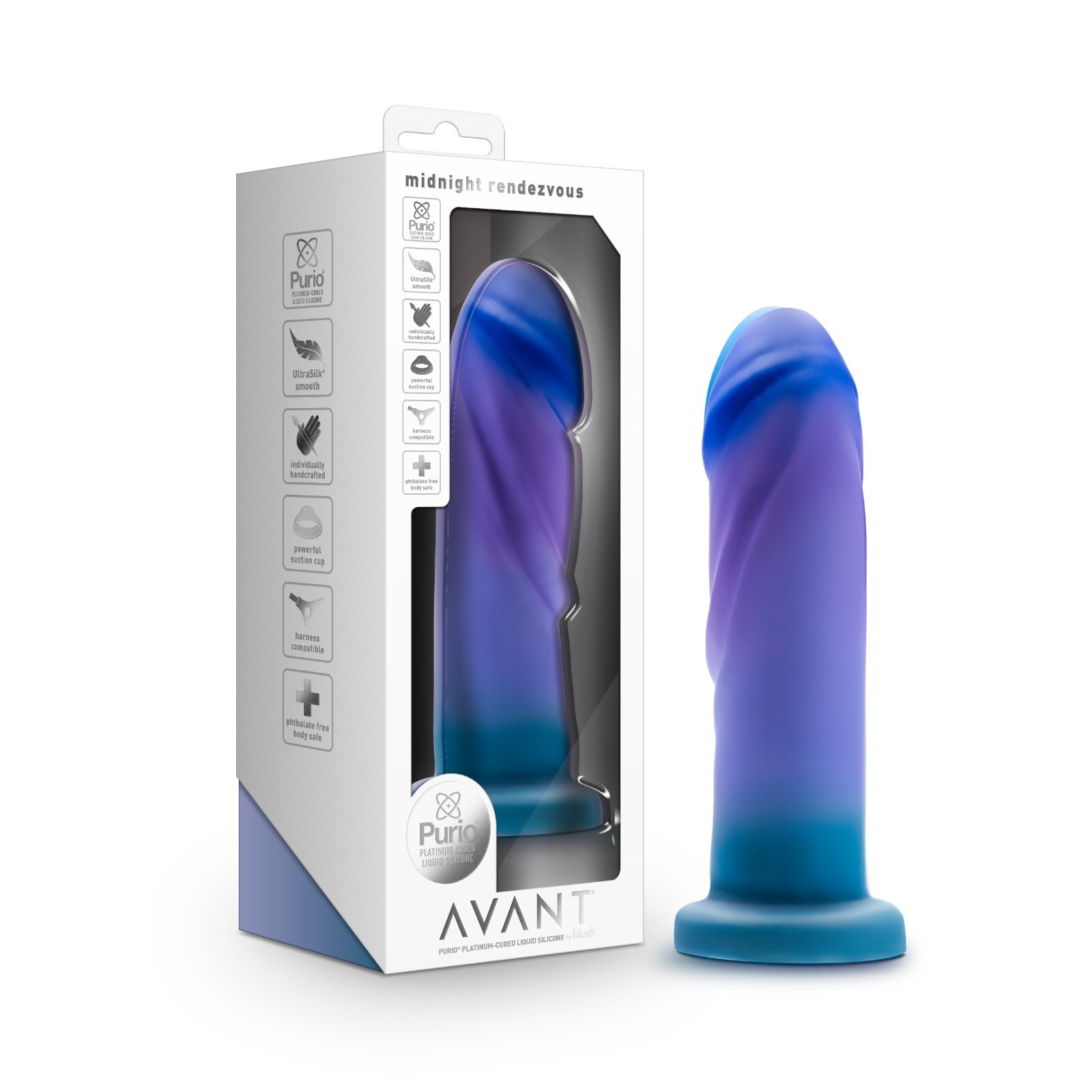 Blush Avant Midnight Rendezvous 7.5 Inch Artisan G-Spot Dildo Sex Toy For Adults