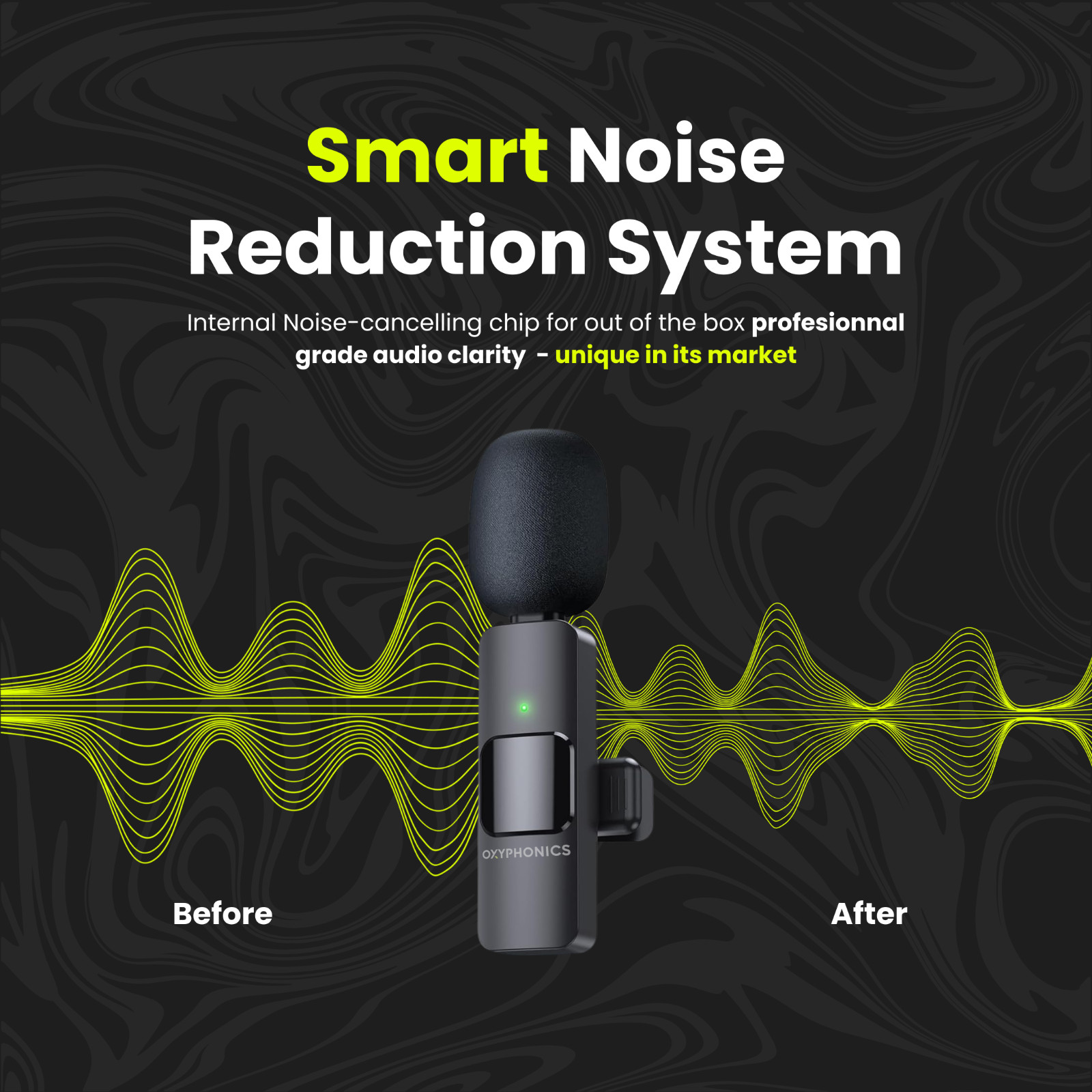 Oxyphonics - 3 in 1 Wireless Lavalier Microphone System for iPhone & Android