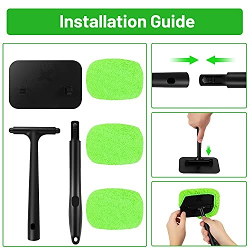 XINDELL Windshield Cleaning Tool – Grip 22” Microfiber Car Window Cleaner Dash