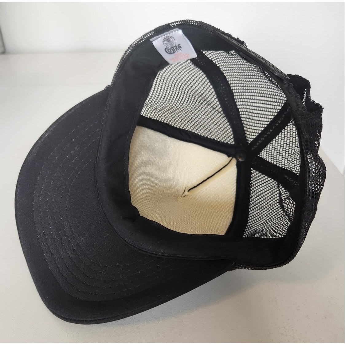 Cobra Youth Black Baseball Cap Hat Has Braid Across the Front Adj Snap Back