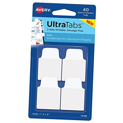 Mini Ultra Tabs, 1" x 1.5", 2-Side 40 Count (Pack of 1) Repositionable Tabs