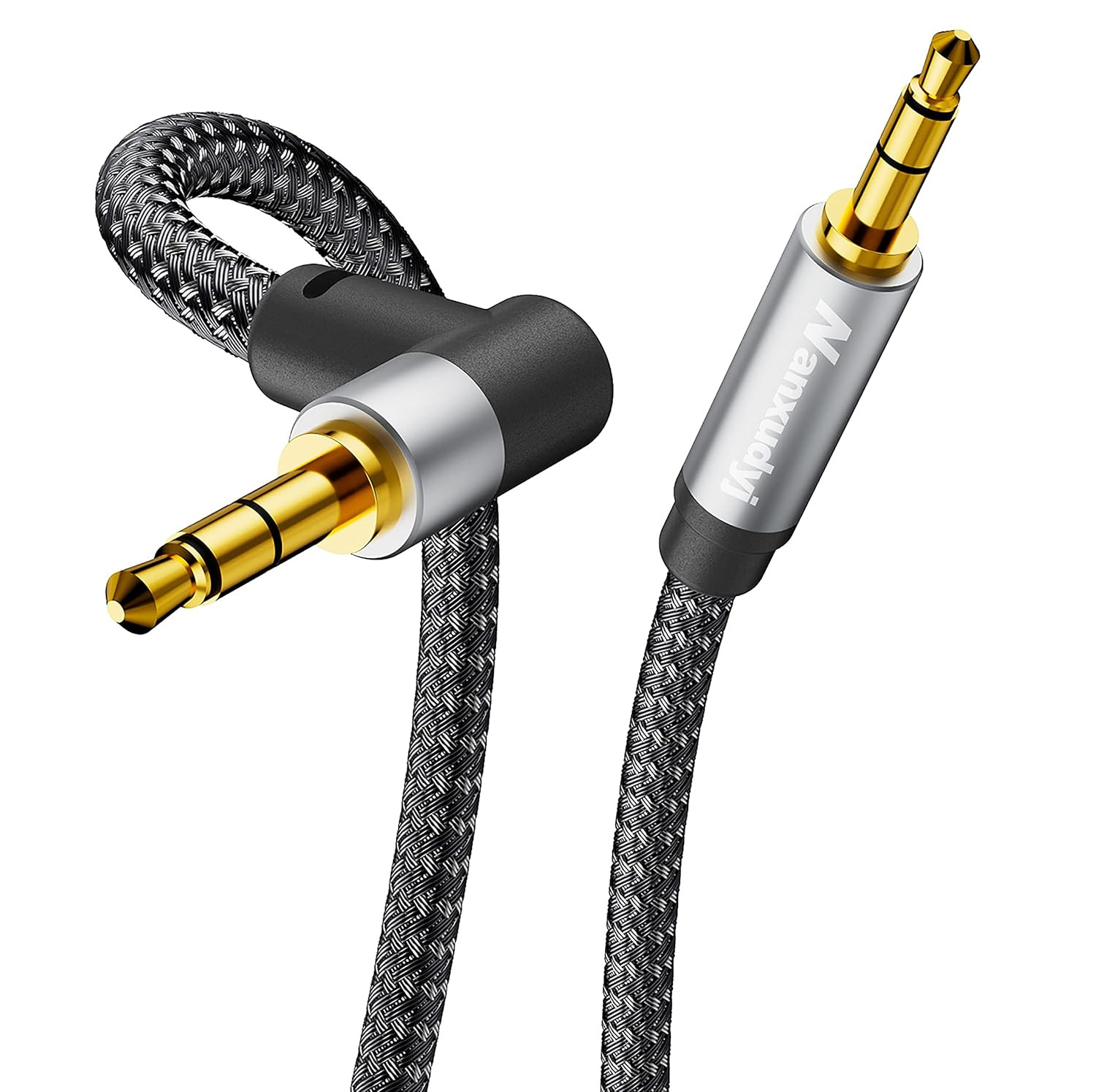 AUX Cord 6Ft,3.5Mm Stereo Audio Cable 90 Degree Nylon Braided 3.5Mm Male to Male