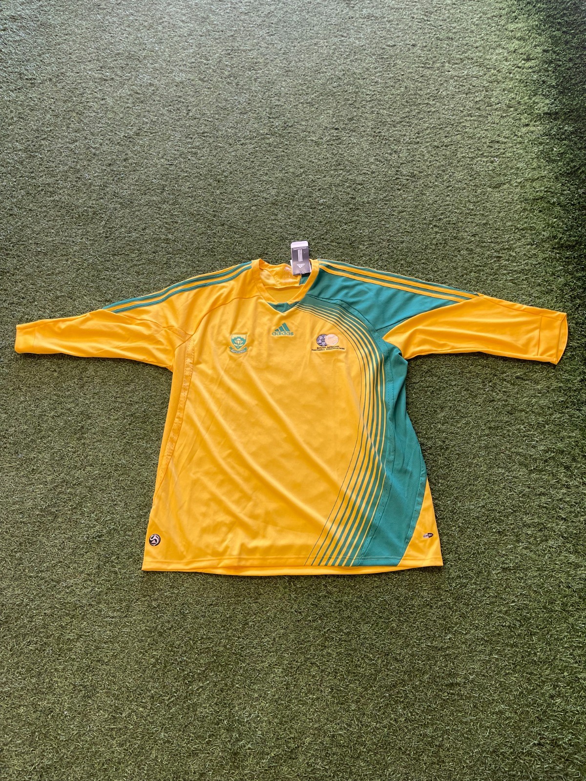 adidas South Africa Home Jersey 2007-2008 (2XL) (Defective)-Yellow/Green