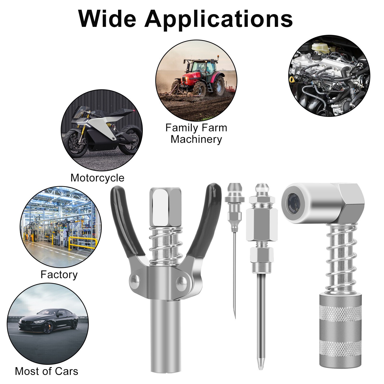 Grease Gun Accessory Kit 90 Degree Coupler Adapter Grease Needle Tips Dispenser-