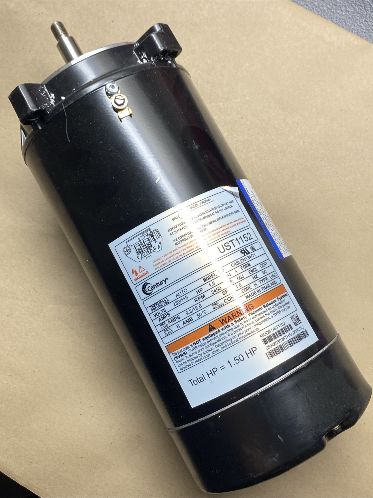 CENTURY UST1152 POOL PUMP MOTOR