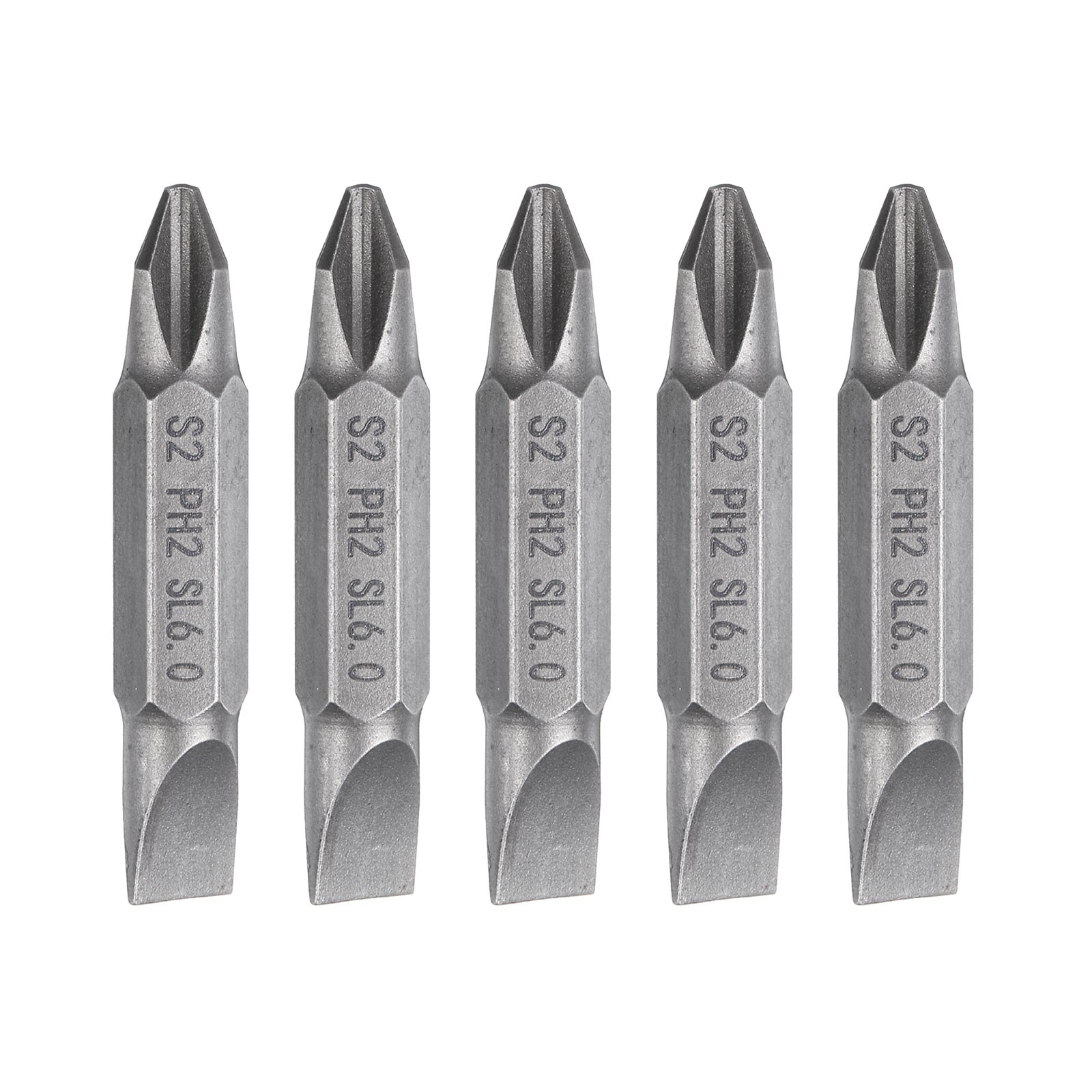 5pcs PH2/SL6 Magnetic Double Ended Phillips Slotted Screwdriver Bit 1.5" Length