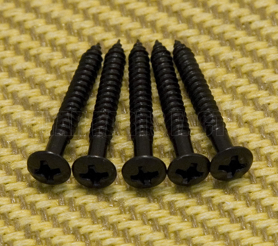 GS-3025-BK (5) Black Bass Bridge & Hardtail Guitar Mounting Screws for Fender
