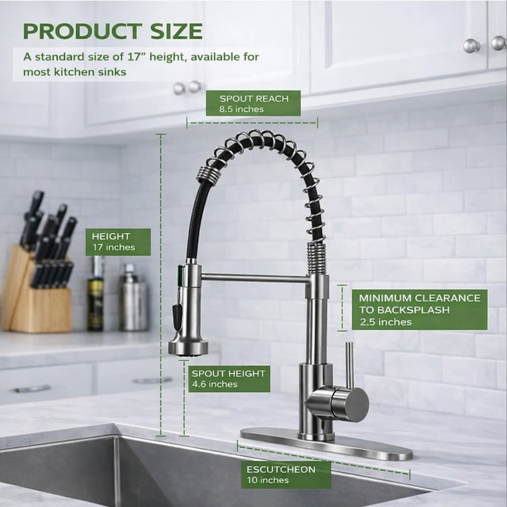 Treptase Kitchen Sink Faucets, Kitchen faucets with Pull Down Sprayer