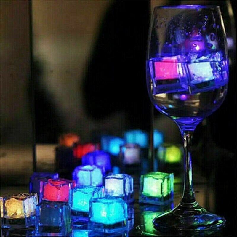 24Pcs LED Light Ice Cubes Liquid Sensor Luminous For Party Wedding Pond Bath