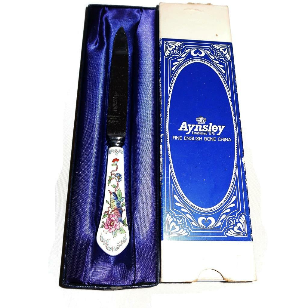 Aynsley China, England, PEMBROKE Carving Knife with Curved Blade in Box, 8"