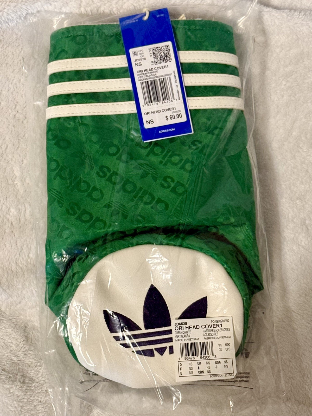Adidas Originals Fairway Headcover Green / White JD6528 Golf Club Cover New