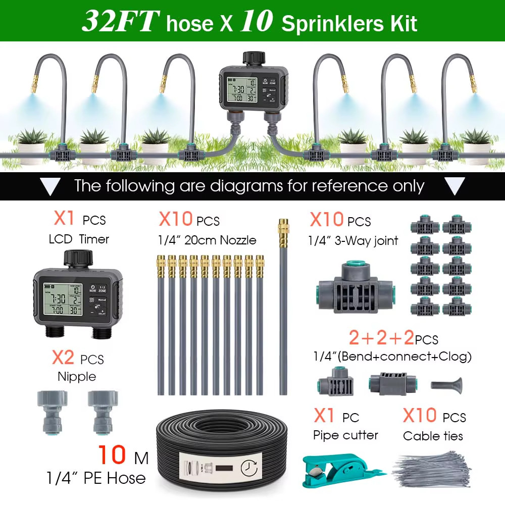 Dual Zone Independent Smart LCD Display Garden Watering Timer Atomization Spray