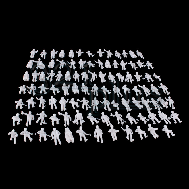 100 pcs 20mm unpainted HO Scale Figures Workers Construction Site Plastic 1:87