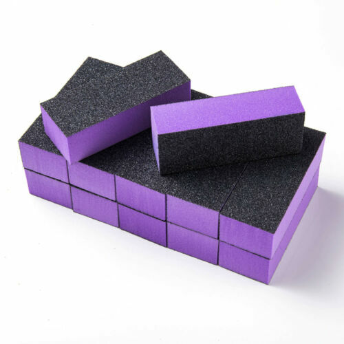 12pc Black Grit Purple Sanding 3-Way 60/60/100 Nail Buffer Blocks NEW