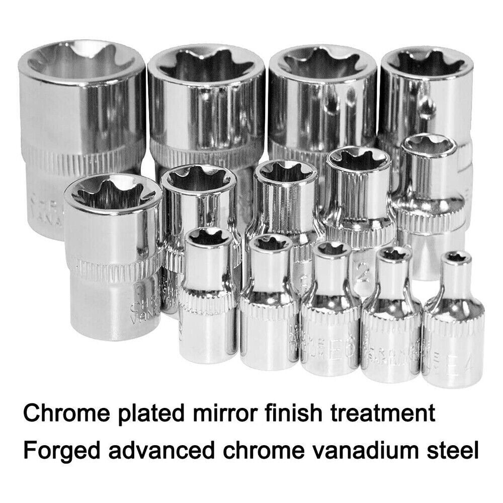 14PC E-TORX Socket Set Female Torx Socket Set Ultimate Torque Star Socket E4-E24