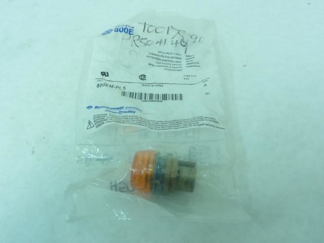201649 New-No Box; Allen-Bradley 800EM-PL5 Optic Pilot Light; Amber; 22.5MM