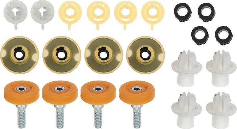 1973-74 Front Door Window Hardware Set ; E-Body; 22 Piece Set