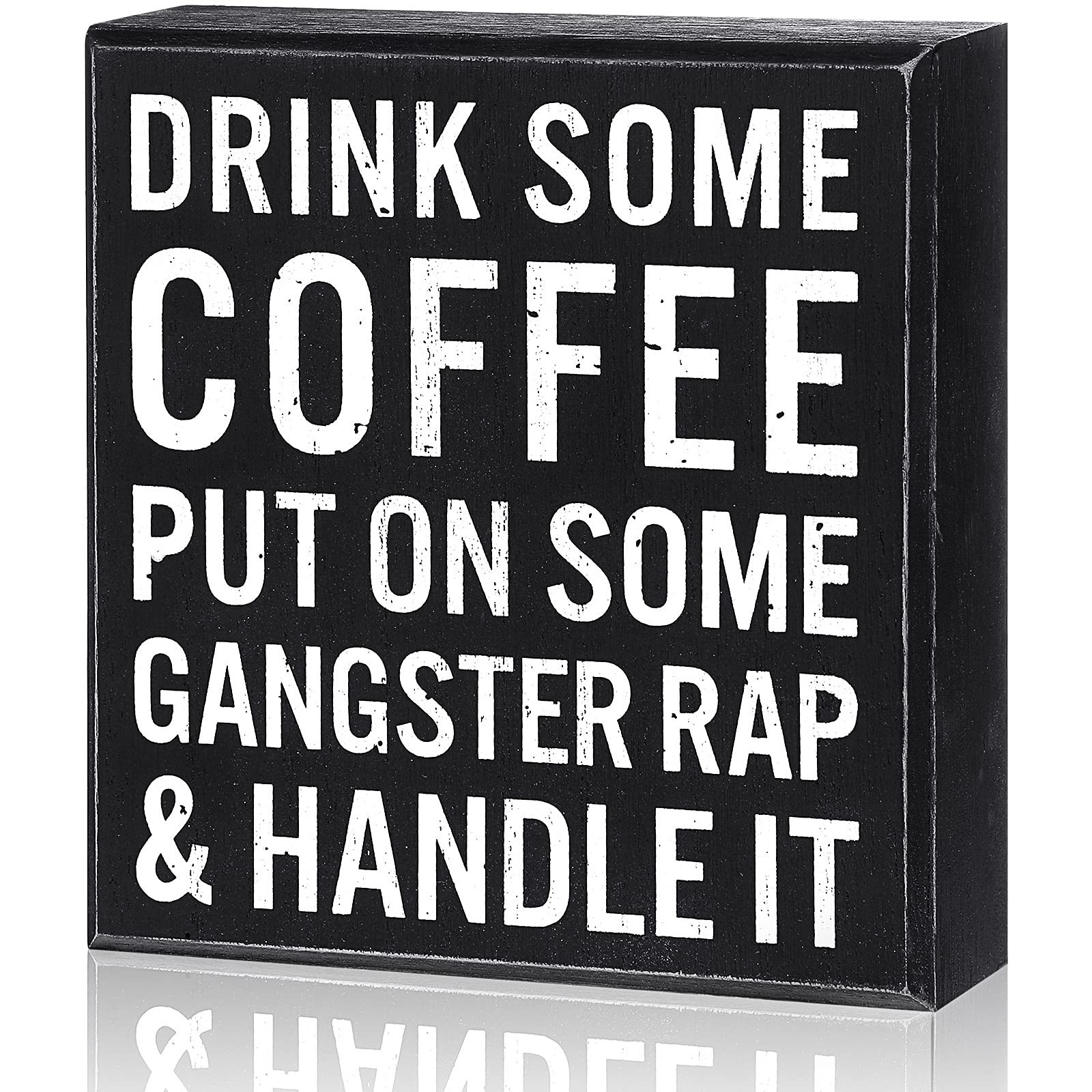 Blulu Coffee Wood Box Sign Kitchen Home Decor, Inspirational Wood Box Sign Bl...